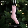 Calza di Natale in velluto a coste rosa con pompon bianco per decorazione dell'albero - Rosa