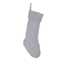 Calza natalizia grigio chiaro in maglia intrecciata con motivo a rombi decorativa - Calza in Maglia a Rombi Grigia