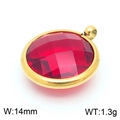 Detail of 14mm red gemstone pendant in gold bezel for DIY jewelry with 1.3g weight - Gold Round Large Red Gem Style (KLJ8239-Z)