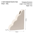 White matte ceramic vase L model with stepped wave design and 16cm height dimensions - Biscuit White - Style L