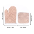 Set guanto da forno e presina rosa a pois con dimensioni dettagliate per cucina - Rosa#Cotone Lino