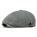 Vintage graue Schirmmütze aus gewaschenem Stoff für Damen und Herren mit Metallschnalle - Verstellbar / Grau