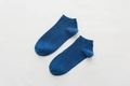 Men's dark blue cotton ankle socks featuring vertical ribbed knit and elastic cuffs - Lake Blue (5 Pairs Pack)