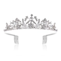 Silver bridal tiara with sparkling crystal rhinestones and side hair combs for secure fit - White Rhinestone Style (With Comb) / Silver