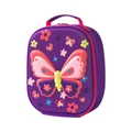 Purple 3D butterfly embossed EVA hard shell lunch bag with colorful floral patterns - Butterfly