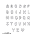 Set di 26 ciondoli con lettere dell'alfabeto argentati e cuore con zirconi bianchi - Lettera in Zirconia Argento (Senza Catena)
