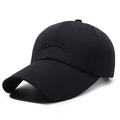 Black cotton baseball cap with ENCHANTE 3D embroidery and extended curved brim - Black with Black Embroidery