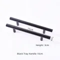 Set of two 15cm matte black stainless steel T-bar handles for resin trays and drawers - Metal Handle 15cm Black