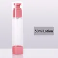 Travel 50ml vacuum spray bottle with pink pump for lotion and liquid cosmetics - Lotion / 50ml / Pink