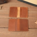 Men's vintage brown crazy horse leather card holder with multiple functional card slots - NT001 Reddish Brown No Bull Head