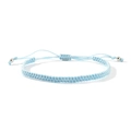 Handmade braided light blue rope bracelet with adjustable sliding knot and silver beads - Light Blue