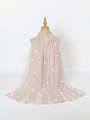 Detail of elegant beige chiffon shawl featuring sparkling rhinestones on wood mannequin - Sand / 200