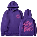 Sweat à capuche Saja Boys violet foncé avec étiquette taille M et poche kangourou - Violet