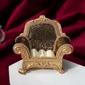 Miniature European gold sofa jewelry display stand with three cushions for rings - Gold Black Pattern Chair (Style A-07)