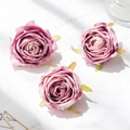 Three vintage dusty pink faux rose heads for DIY crafts and wedding decoration - Light Pink