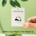 Detailed view of 2.5cm x 2.1cm cute panda enamel pin on display card with dimensions - Sitting Panda Back View