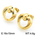 Orecchini geometrici dorati con doppi cerchi intrecciati, misura 16x15mm, peso 4,6g - Nodo a Doppio Cappio (KE113893-KFC) / Oro