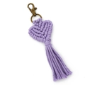Handmade woven purple cotton heart keychain with bronze lobster clasp and tassel - Light Purple