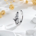 Montatura per orecchini in argento con zirconi scintillanti su base artistica bianca - Castone per Ear Cuff (Parte 053)