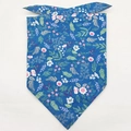 Blue pet bandana featuring floral fruit leaf patterns and collar sleeve detail - L / Pattern 29/Deep Blue Pastoral Berry