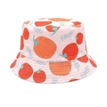 Dettaglio cappello alla pescatora rosa per bambini con stampe zucche e foglie - Circonferenza della Testa 52-54cm / Rosa Chiaro