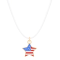 Star-shaped American flag pendant necklace with golden edges and white cord for 4th July - Star Style (N-129)
