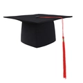 Classic black graduation mortarboard cap with a red tassel for academic ceremony - Black Graduation Cap