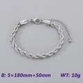 Sleek 5mm twisted rope chain bracelet in polished silver finish with lobster clasp - Rope Chain - Steel Color