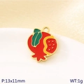 18K gold plated pomegranate charm with red enamel for DIY jewelry making 13x11mm - Red Pomegranate Style (KLJ10785-ZLA)