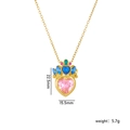 Titanium steel heart necklace featuring pink crown pendant and multicolor crystals - Pink Crown A279
