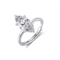 Elegant S925 sterling silver ring with marquise cut zircon in adjustable size - Lzr45-p