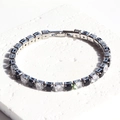 5mm silver tennis bracelet with alternating black and white cubic zirconia on stone base - Black and White