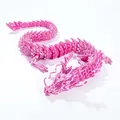 Detail of 3D printed articulated Chinese dragon in glossy pearl pink finish with scales - 30CM Pearl Pink