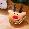 Cute plush reindeer and Santa Christmas pins on a rustic wooden background - Deer - No Brooch (Patch)