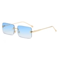 Rahmenlose quadratische Sonnenbrille mit blauem Verlauf und goldene Metallbügel - Goldrahmen Verlaufs-Blau C3
