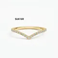 Minimalist S925 silver golden chevron ring with sparkling moissanite pavé stones - Moissanite V-Shape Ring