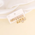 Macro detail of three-pair golden stainless steel earring set featuring butterfly designs - Butterfly Theme Earrings Three Pair Set (3#)