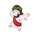 Cartoon Jesus dabbing enamel pin brooch with vibrant colors and gold-plated metal outline - Jesus Dab