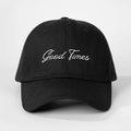 Casquette de baseball classique en coton noir avec broderie Good Times et sangle réglable - Noir