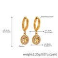 Golden stainless steel Tree of Life hoop earrings featuring sparkling cubic zirconia stones - Huggie Hoop Tree of Life Pendant (Q143) / Gold