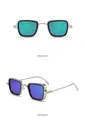 Retro square metal sunglasses with silver frame and green to purple gradient lenses - C13-Silver Frame Green Mirror Lens