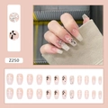 Faux ongles longs nude avec motifs de croix noires et accents pailletés argentés - Style de Croix Argentée (Z250) / Dégradé Rose Nude