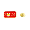 Red and gold 2024 Year of the Dragon enamel pin with cute cartoon dragon motif - 2024 Year Of The Dragon
