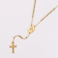Goldene Rosenkranz-Halskette mit Metallperlenkette, Medaillon und einem Kruzifix-Anhänger - Gold