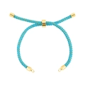 Braided turquoise and gold thread bracelet with adjustable golden metallic closure - Bracelet: 48