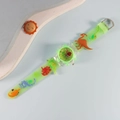 Kids quartz watch featuring green translucent dinosaur band and 3D cartoon strap design - Dinosaur / Green