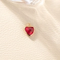 Classic gold-plated heart pendant with faceted red crystal gemstone for DIY jewelry - Red