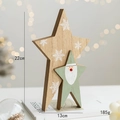 Christmas wooden star ornament with Santa face design and white snowflake patterns - Green Santa Claus Large Building Block