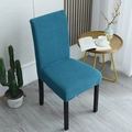 Thickened dark teal stretch chair cover with textured grid pattern for dining chairs - General Specification / Dark Green