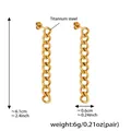 Detail view of vintage golden titanium steel Cuban link earrings measuring 6.1cm long - Chain Tassel Style / Gold